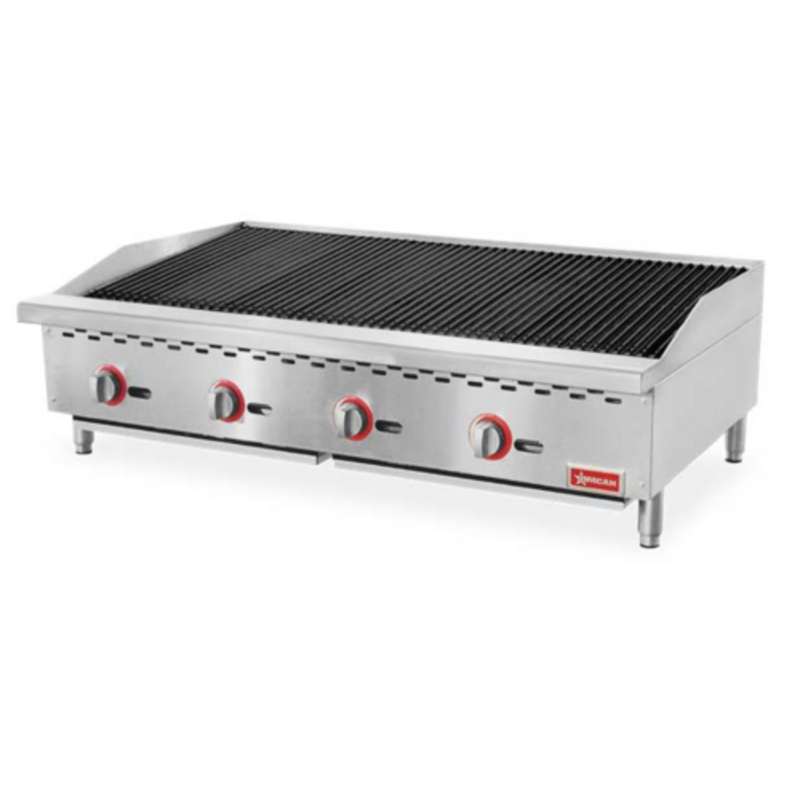 48 Inch Radiant Gas Charbroiler With Stainless Steel Construction And Multiple Heating Zones