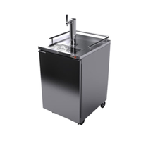 Fagor 24-7/8 Inch Stainless Steel Single Keg Draft Beer Cooler with single tap draft tower and stainless steel cabinet