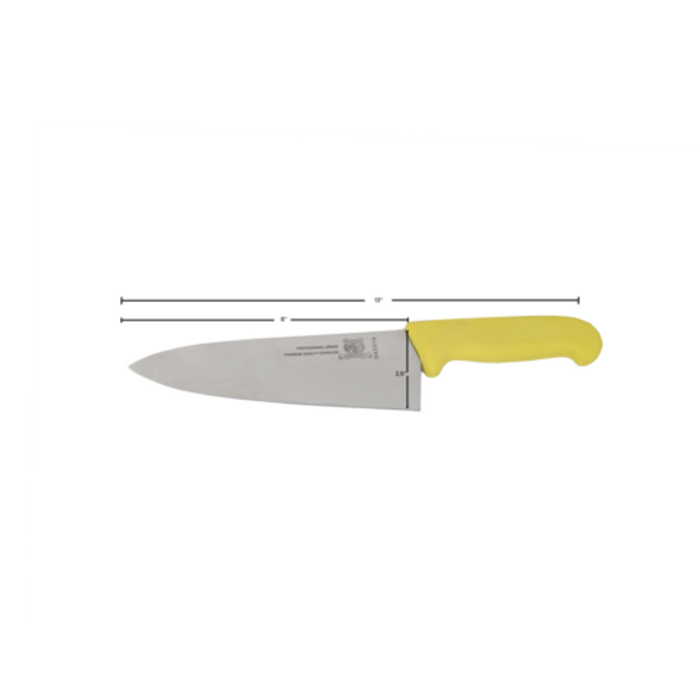 Omcan 23877 Professional Grade 10-Inch Chef's Knife with High Carbon Stainless Steel Blade, chef knife with yellow handle