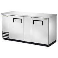 Réfrigérateur de bar arrière à portes pleines en acier inoxydable True TBB-3-S-HC, 175 cm