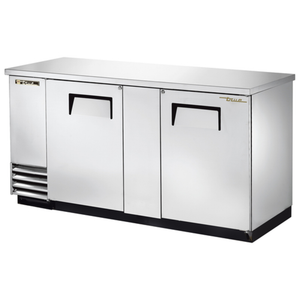 Réfrigérateur de bar arrière à portes pleines en acier inoxydable True TBB-3-S-HC, 175 cm