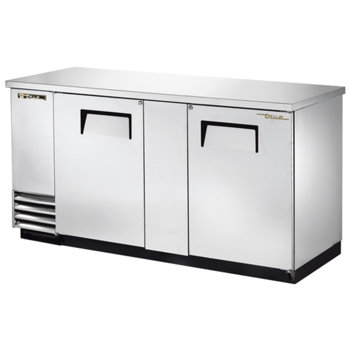 Réfrigérateur de bar arrière à portes pleines en acier inoxydable True TBB-3-S-HC, 175 cm