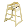Stackable Hardwood Restaurant High Chair In Natural Finish Designed For Commercial Use.