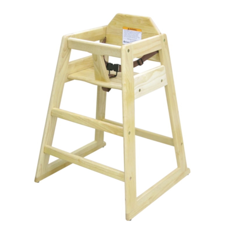 Stackable Hardwood Restaurant High Chair In Natural Finish For Dining Areas And Foodservice Environments