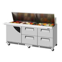 Turbo Air TST-72SD-30-D4R(L)-FB-N 72-5/8"W Refrigerated Mega Top Prep Table