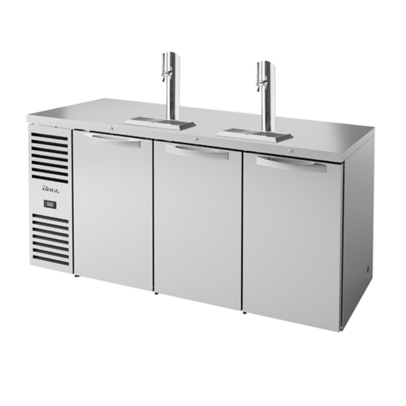 True 72-Inch Three Solid Door Outdoor Draft Beer Dispenser TDR72-RISZ1-L-S-SSS-1 with Stainless Steel Finish