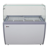 Alt Tag: Omcan 47743 50" Wide Pan Gelato Dipping Cabinet Case 50-inch gelato display cabinet with glass sneeze guard and pan wells