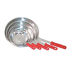 14 Inch Aluminum Fry Pan Set With Red Handles, Featuring Multiple Sizes For Versatile Cooking.
