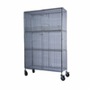 Mobile Chrome Security Unit With Rolling Wheels And Wire Mesh Storage For Secure Organization