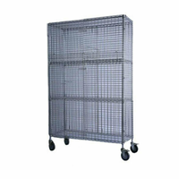 Mobile Chrome Security Unit With Rolling Wheels And Wire Mesh Storage For Secure Organization
