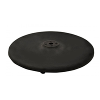 Alt Tag: Omcan 43158 Durable 30-Inch Round Table Base for Commercial Use black round restaurant table base