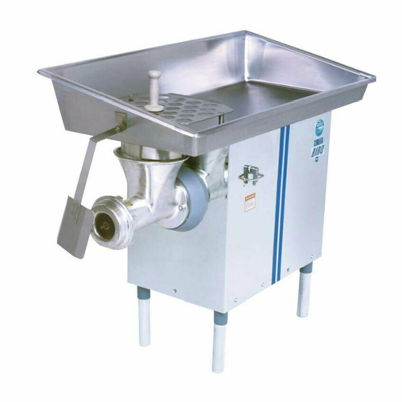 Étiquette alternative : Hachoir à viande électrique commercial Biro 552SS, hachoir en acier inoxydable de sortie 1800 lb/h avec grand plateau d’alimentation