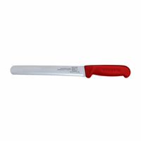 Omcan 12668 10-Inch Wave Edge Slicing Knife Red Handle