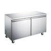 Stainless Steel Undercounter Freezer With Two Doors And Wheels For Easy Mobility In Commercial Kitchens