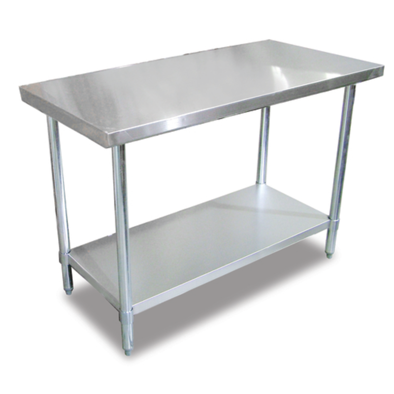 Stainless Steel Commercial Kitchen Work Table With A Spacious Surface And Bottom Shelf For Food Prep And Organization