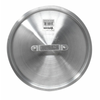 Omcan 43355 Aluminum Lid For Stock Pot Featuring A Polished Finish And Sturdy Handle For Efficient Cooking