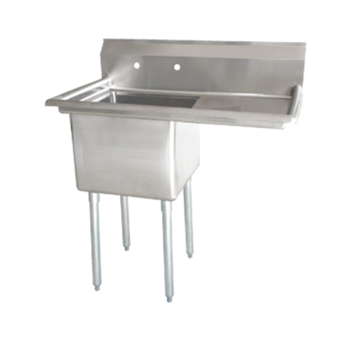OMCAN 38.5-Inch One Compartment Stainless Steel Commercial Pot Sink with right drainboard, 18-gauge stainless steel commercial kitchen sink