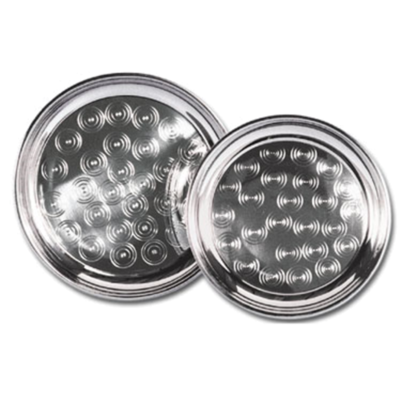 Round Stainless Steel Catering Tray Set Featuring Elegant Swirl Pattern For Food Presentation