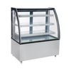 Curved Glass Bakery Display Case With Shelves For Presenting Chilled Pastries And Desserts