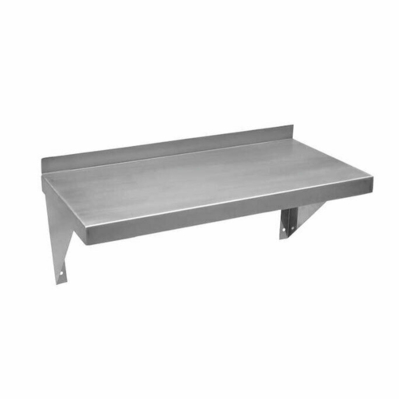 Steel Wall Mounted Shelf 48 Inch, Durable Stainless Steel with Support Brackets for Kitchen Storage.