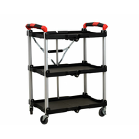 Omcan 47108 23.6" x 17" Black Folding Utility Cart 220.5 lbs