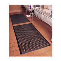 Omcan 23584 3' x 5' Black Anti-Fatigue Molded Rubber Mat honeycomb drainage floor mat in commercial kitchen work area