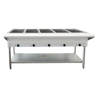 Omcan 47345 72" Wide 5-Pan Natural Gas Steam Table