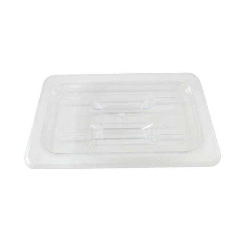 Omcan 80020 Polycarbonate Quarter-Size Clear Solid Cover for Food Pan - clear polycarbonate solid lid for quarter-size food pan