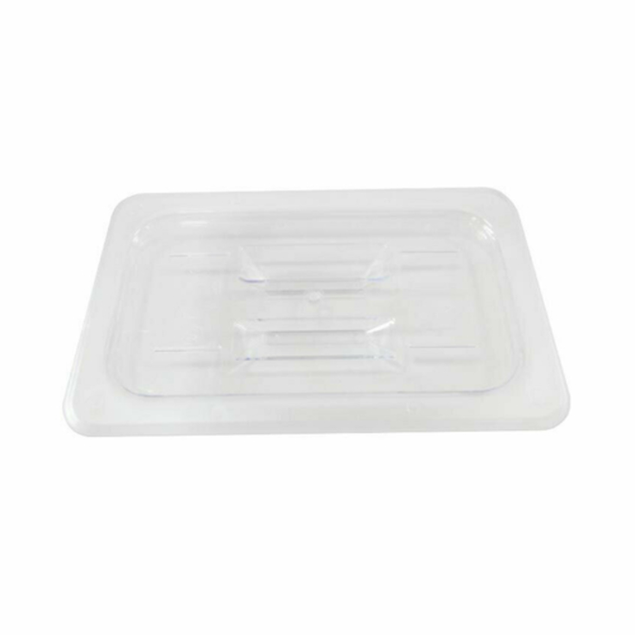 Omcan 80020 Polycarbonate Quarter-Size Clear Solid Cover for Food Pan - clear polycarbonate solid lid for quarter-size food pan
