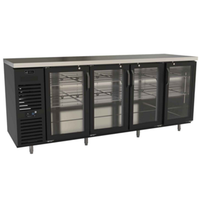 EFI CBBGD4-28-92VCP Refrigerated Back Bar Cabinet Features Four Glass Doors And Stainless Steel Top