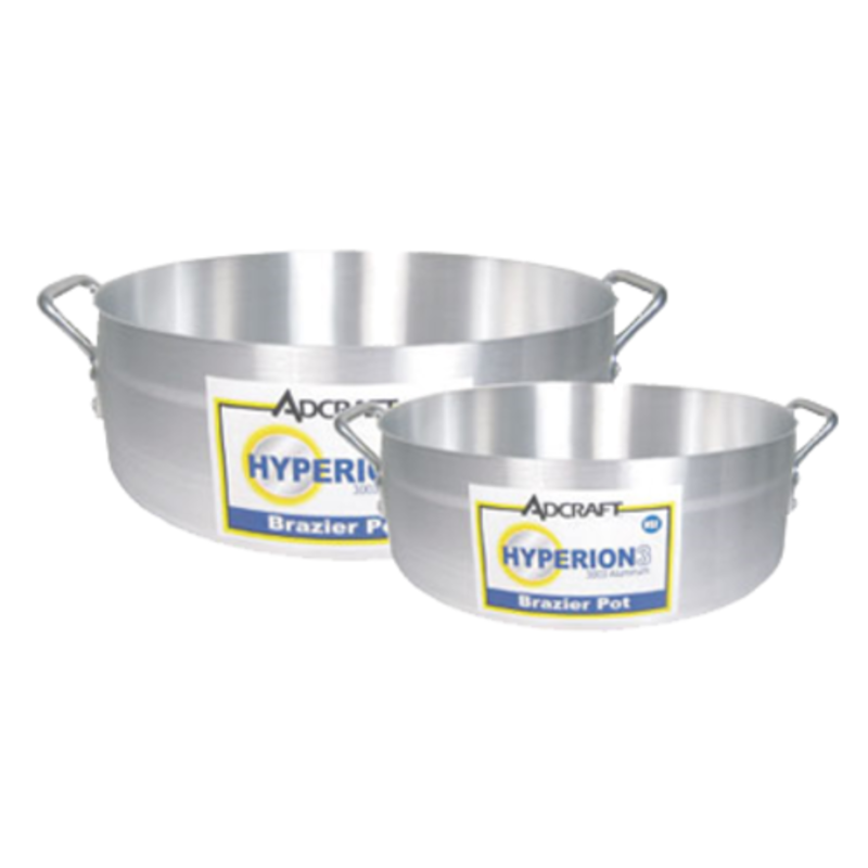 Hyperion H3-BR28 28 Qt. Commercial Aluminum Brazier Pot And Smaller Size, Ideal For Foodservice Cooking.
