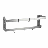 EFI SESW-60 Wall-Mounted Pot Rack With Double Bars And Hooks For Organized Cookware Storage