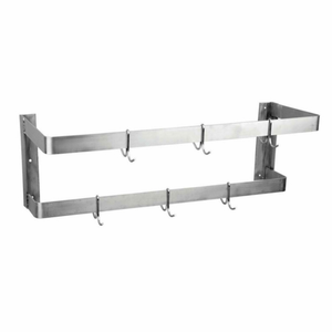 EFI SESW-60 Wall-Mounted Pot Rack With Double Bars And Hooks For Organized Cookware Storage