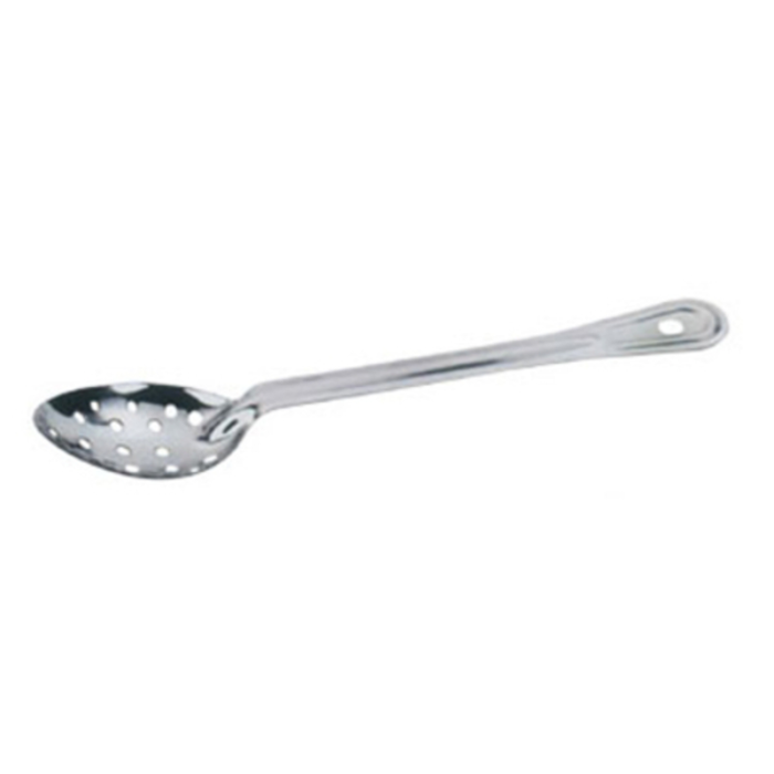 Alt Tag: Omcan 80703 Durable 12.75-inch Perforated Stainless Steel Serving Spoon, stainless steel slotted serving spoon with perforated bowl