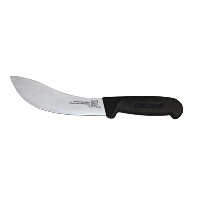 Alt Tag: OMCAN 11863 Professional 6-Inch Blade Skinning Knife Black Handle with curved stainless steel blade and black handle