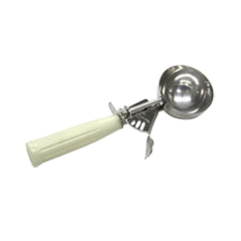Size 10 Ice Cream Disher With A White Handle For Perfect Portioning In Kitchens.
