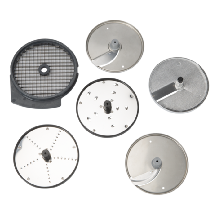 Eurodib 650197 Food Processor Disc Plate Set Featuring Six Versatile Discs For Shredding, Slicing, Grating, And Dicing.