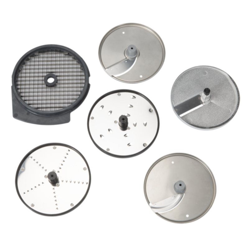 Eurodib 650197 Food Processor Disc Plate Set Featuring Six Versatile Discs For Shredding, Slicing, Grating, And Dicing.