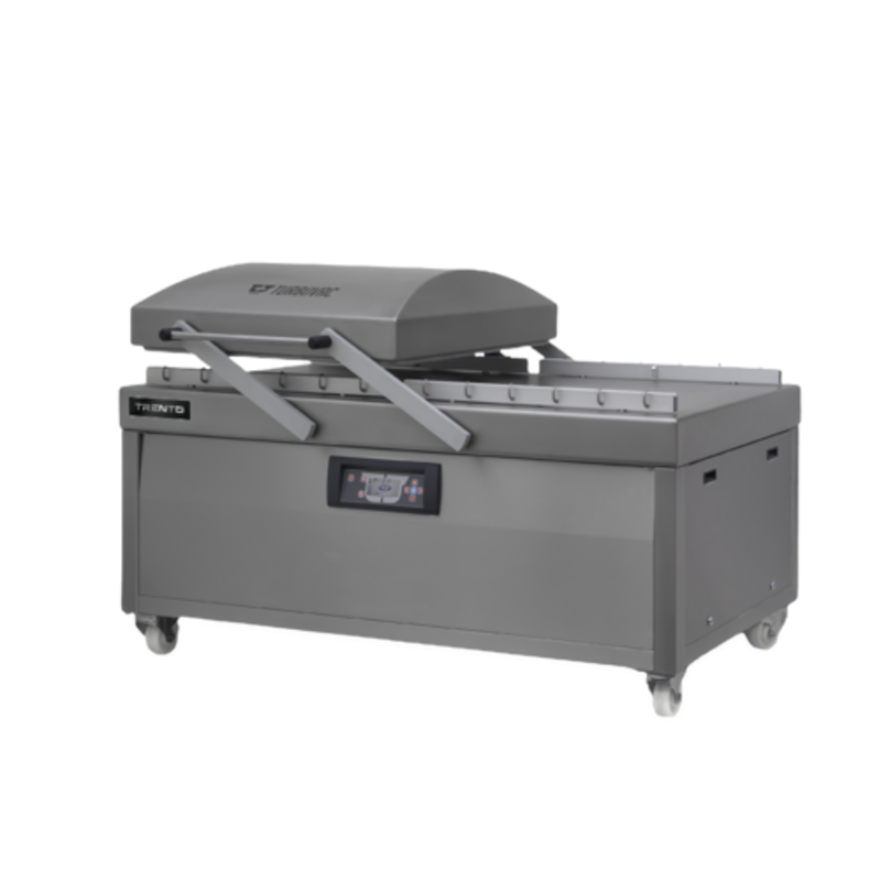 Alt Tag: TURBOVAC 50001 Double Chamber Floor Sealer 300 m³ Pump Capacity industrial vacuum packaging machine with dual chamber lid and control panel