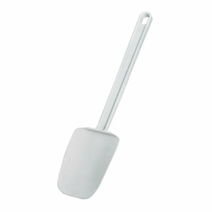 Omcan 80052 Durable 16.5-inch Plastic Spatula for Mixing and Spreading, white plastic spatula with long handle