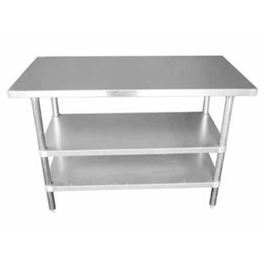 Galvanized Undershelf For Worktable Featuring A Durable Design And Two Spacious Storage Levels.