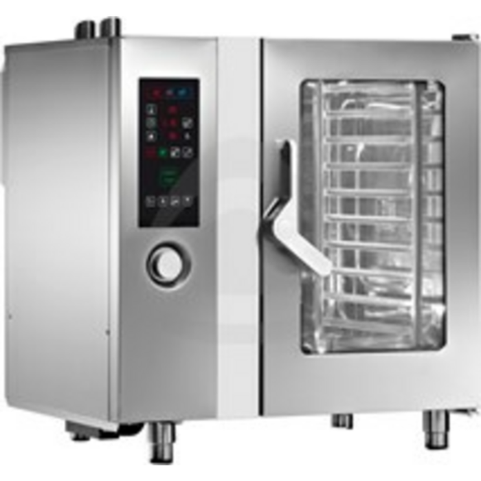 Angelo Po FX101G2 CombiStar Gas Combi Oven 10 Pan Capacity with digital controls and glass door.