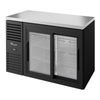 True Refrigeration 48 Inch Back Bar Cooler With Two Glass Doors And Stainless Steel Countertop