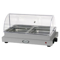 Cadco WTBS-2N-HD Heavy Duty Double Buffet Server 19" x 11" Warming Zone