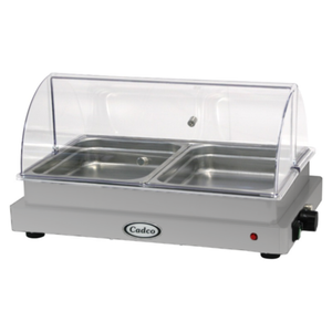 Cadco WTBS-2N-HD Heavy Duty Double Buffet Server 19" x 11" Warming Zone
