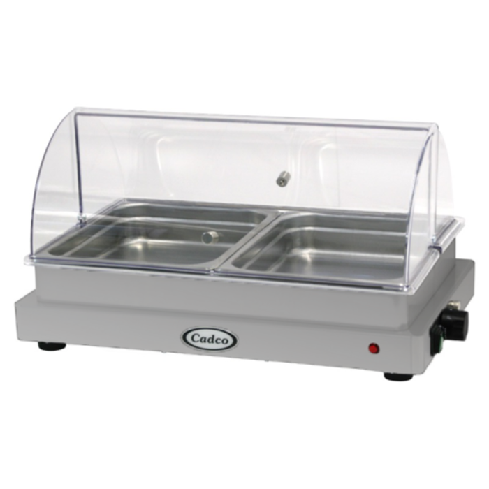 Cadco WTBS-2N-HD Heavy Duty Double Buffet Server 19" x 11" Warming Zone