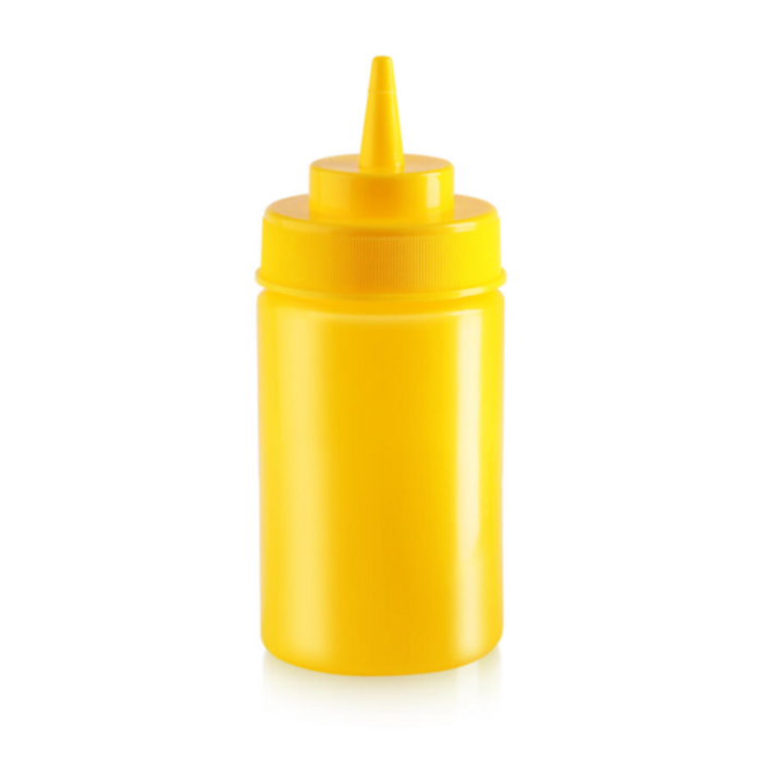Omcan 48105 Squeeze Bottle 12 oz. Wide Mouth Yellow Plastic