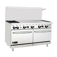 EFI RCTRS-2B-48G-N 60 Inch Gas Restaurant Range With Griddle And Two Ovens, Stainless Steel Kitchen Equipment.