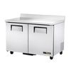 48-Inch Worktop Freezer With Two Doors In Stainless Steel Finish, Designed For Commercial Use.