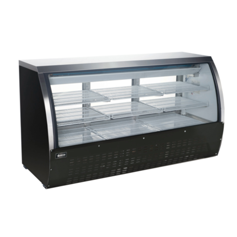 Omcan 50083 64" Wide Refrigerated Floor Showcase Deli Display Case For Merchandising Chilled Foods.